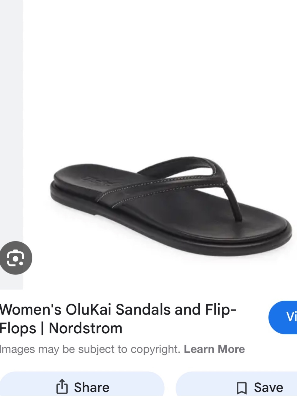 Olukai Women’s Black Leather Flip Flops